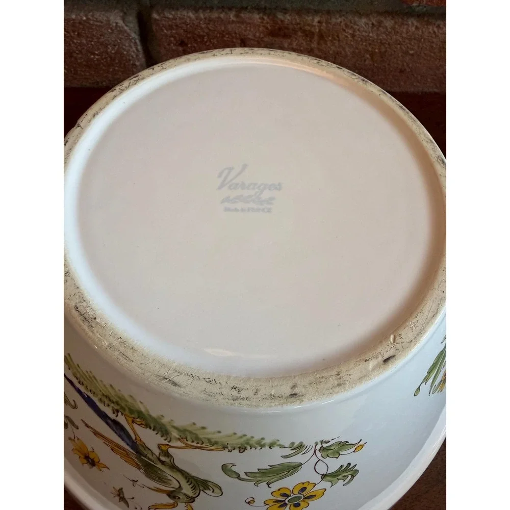 Vieux Provence Green Trim Large Salad Serving Bowl